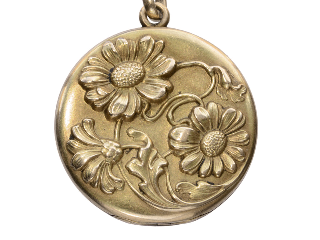 c1900 Gold Diasy Locket (on white background)