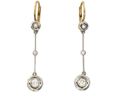 thumbnail of c1910 Diamond Drop Earrings in Platinum and 18K yellow gold, shown on white background