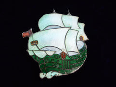 thumbnail of c1930 Enamel Ship Brooch (on black background)