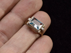 thumbnail of c1930 Aquamarine Ring (on finger for scale)