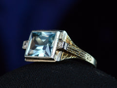 thumbnail of c1930 Aquamarine Ring (side view)