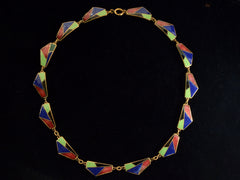 thumbnail of c1930 Art Deco Colorful Enamel Necklace (on black background)