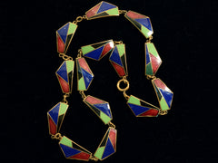 thumbnail of c1930 Art Deco Colorful Enamel Necklace (detail shown on black background)