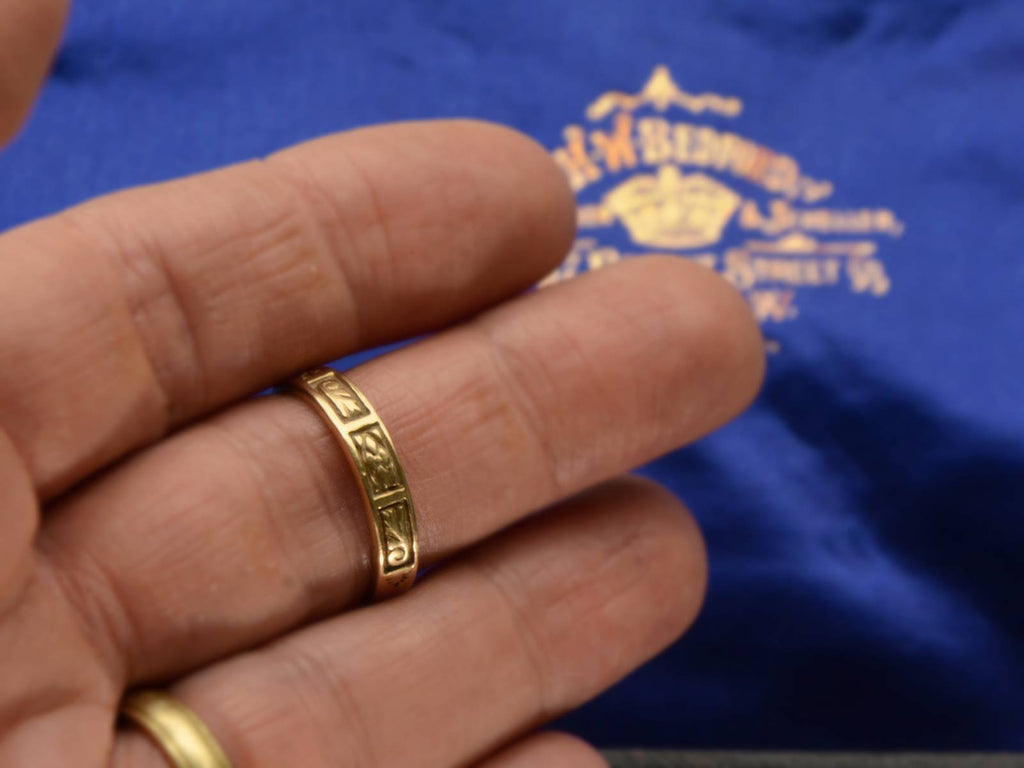 c1890 Patterned Yellow Gold Band (on hand for scale)