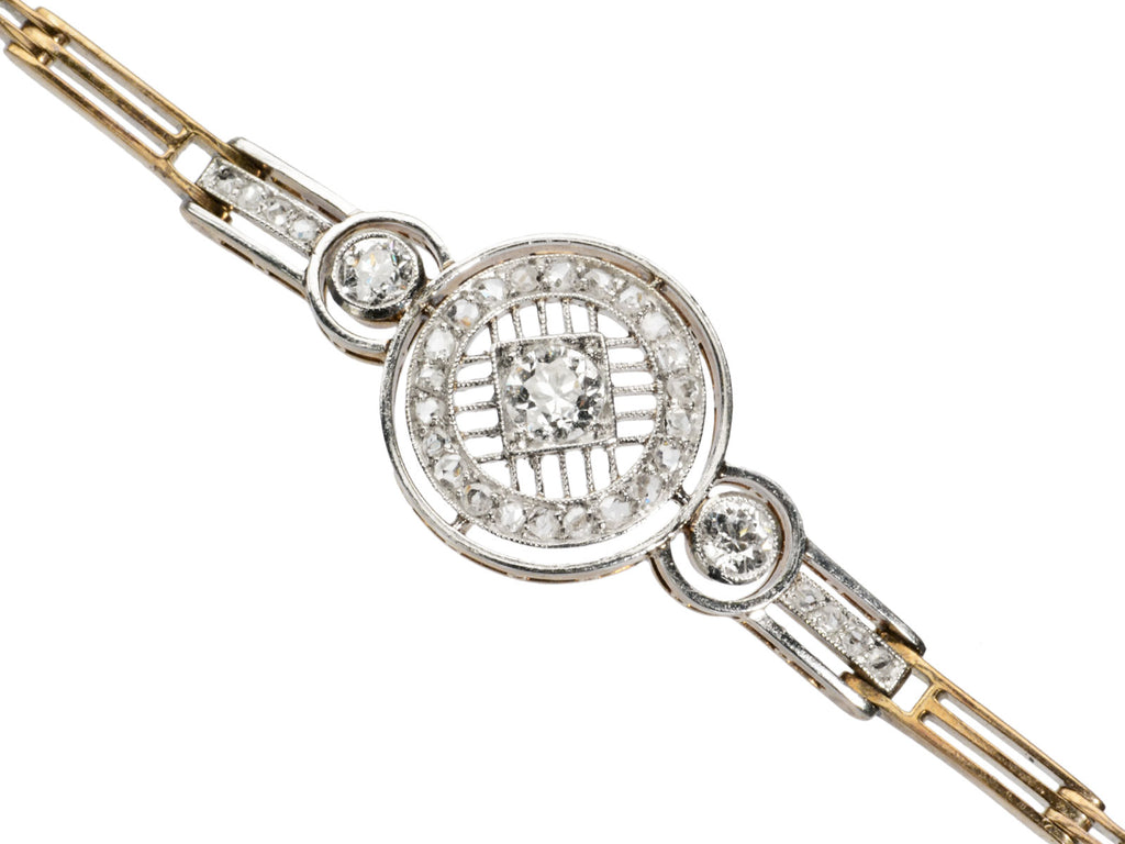 c1920 Deco Diamond Bracelet (detail on white backround)