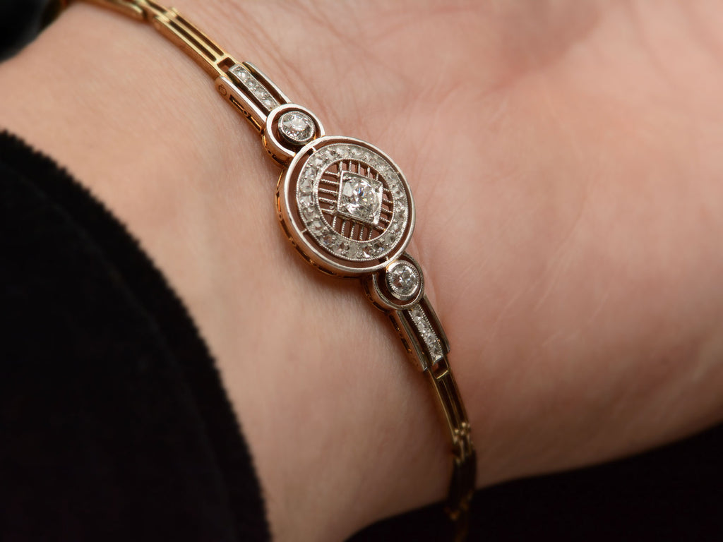 c1920 Deco Diamond Bracelet (shown on wrist for scale)