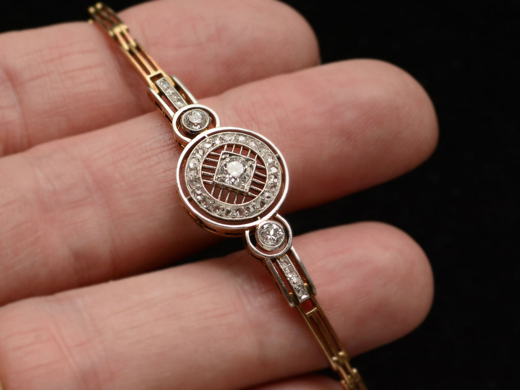 c1920 Deco Diamond Bracelet (shown on hand for scale)