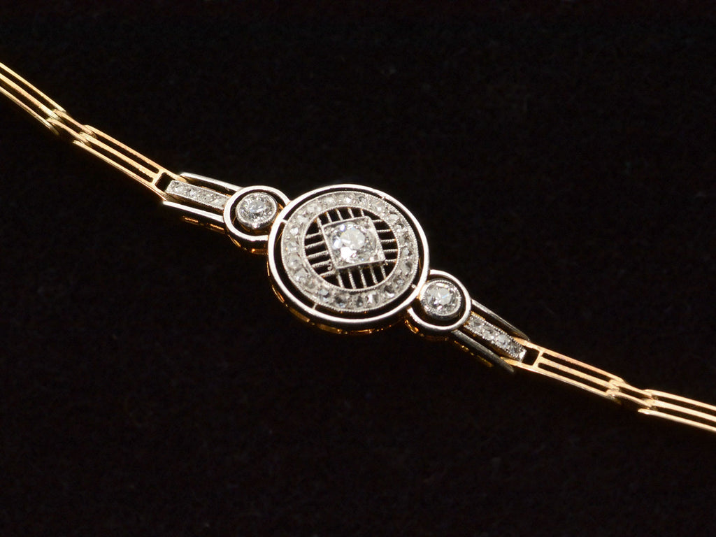 c1920 Deco Diamond Bracelet (detail on black background)