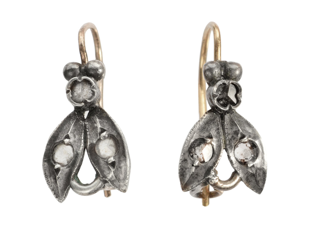 c1880 Diamond Fly Earrings (on white background)