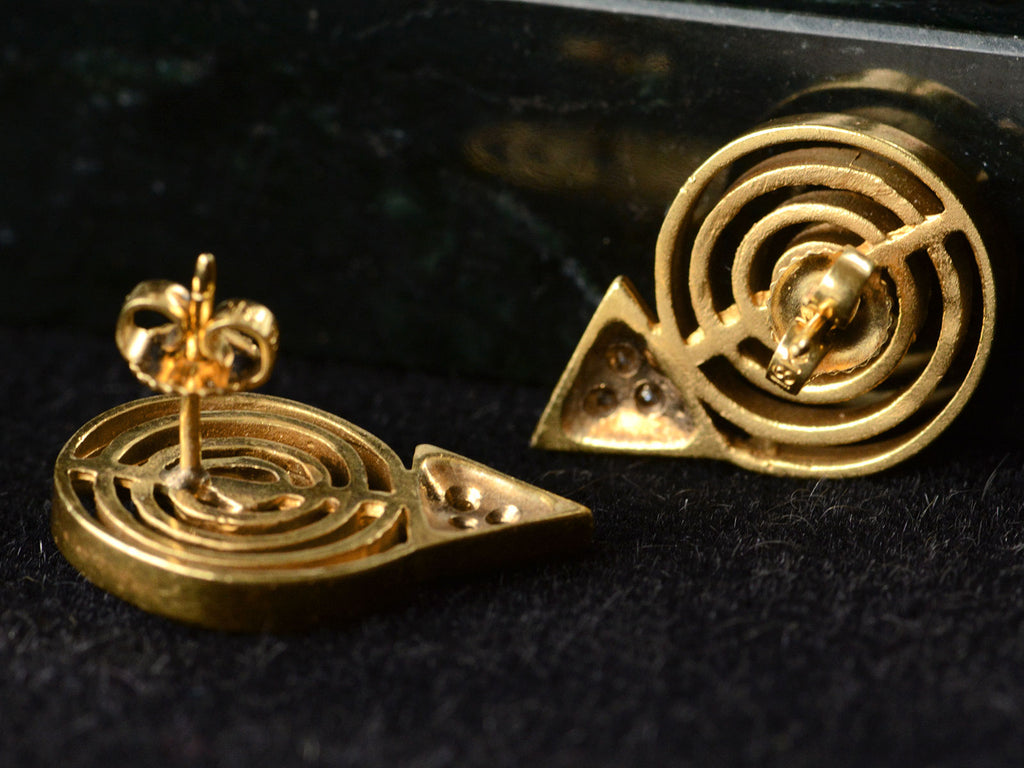 c1970 Diamond Spiral Earrings (back view)