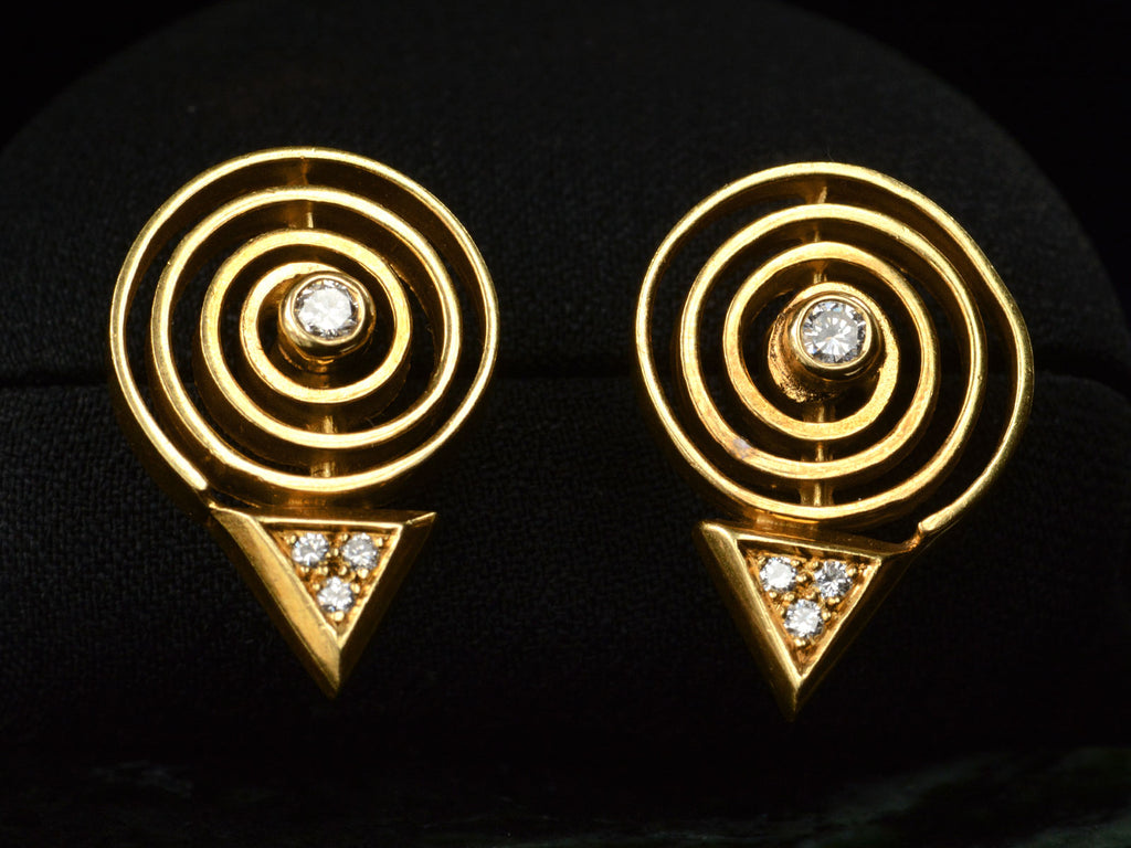 c1970 Diamond Spiral Earrings (on black background)