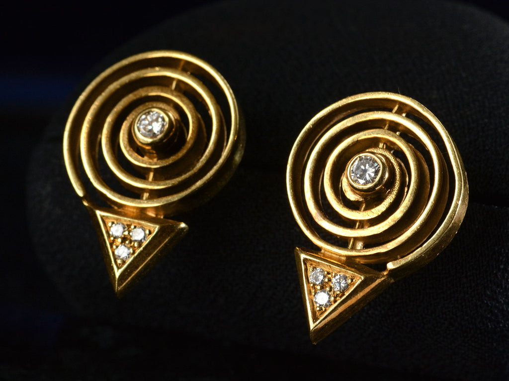 c1970 Diamond Spiral Earrings