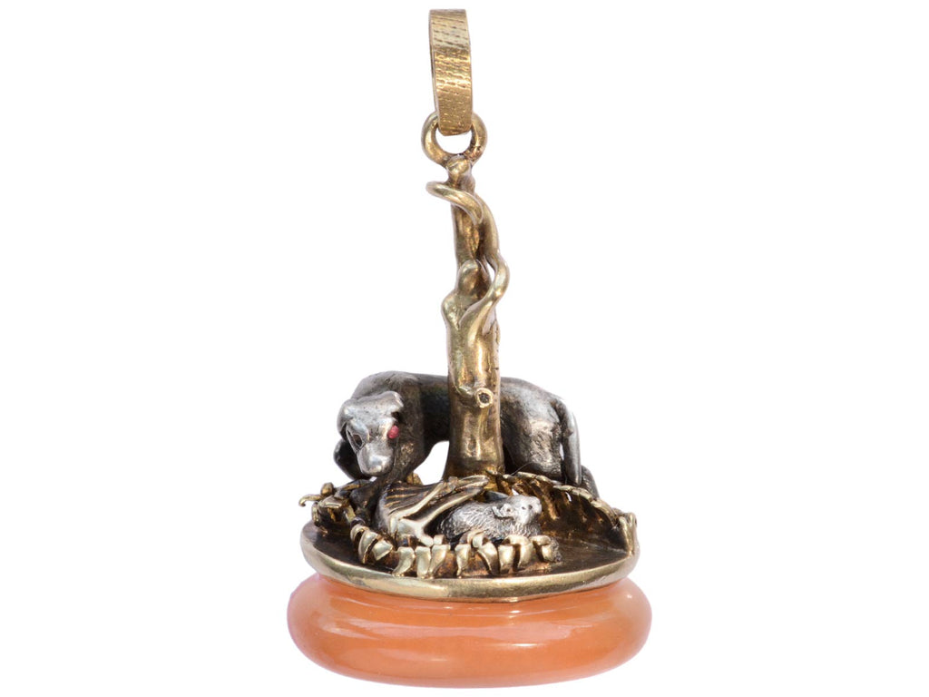 c1850 Dog & Rabbit Fob (on white background )
