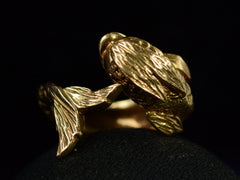 thumbnail of c1960 Mythical Dolphin Ring (top down detail view)