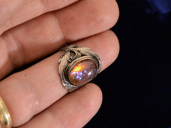 thumbnail of c1910 Dragon's Breath Ring (shown on finger for scale)