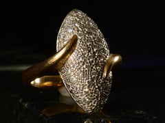 thumbnail of Right angle view of c1990 Diamond Egg Ring (shown on dark background)