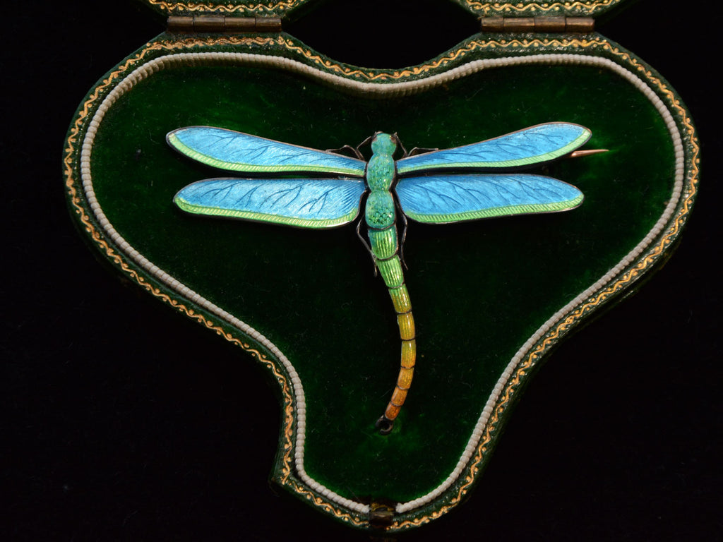 c1900 Child & Child Dragonfly Brooch (detail of brooch inside box)