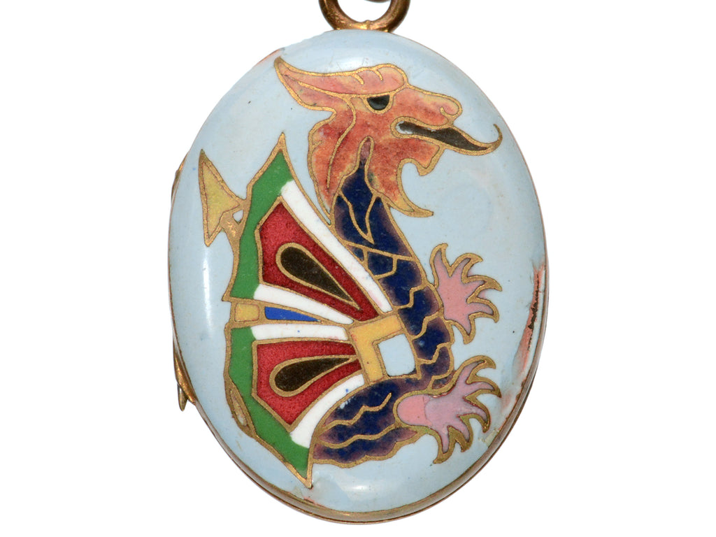 c1900 Cloisonne Dragon Locket (on white background)