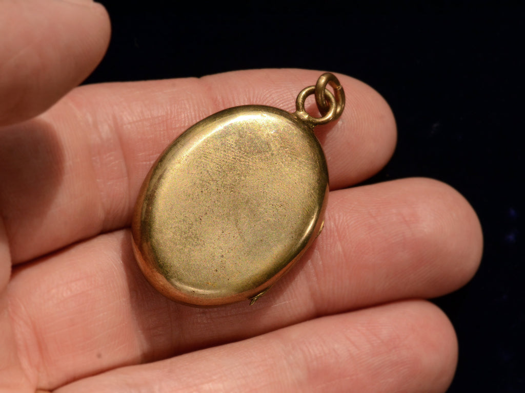 c1900 Cloisonne Dragon Locket (backside shown on hand for scale)