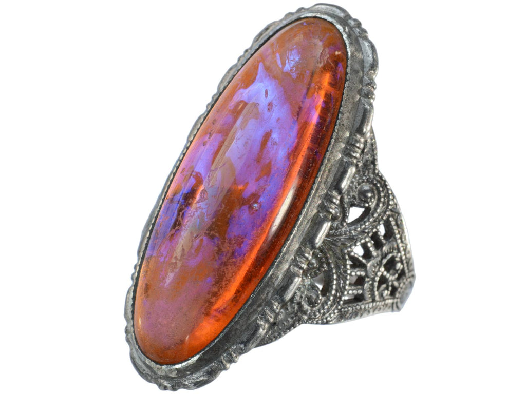 c1920 Dragon's Breath Ring in Silver (on white background)