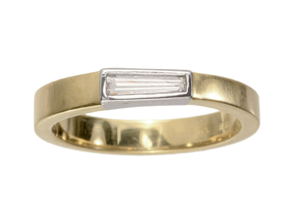 EB 0.19ct Tapered Diamond Baguette Ring in Yellow Gold and Platinum (on white background)