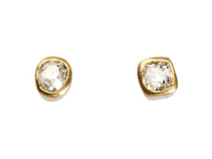 thumbnail of EB Stud Earrings with Old Mine Cut Diamonds Set in 22K Yellow Gold Bezels (shown on white background)