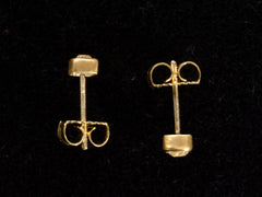 thumbnail of Side Profiles of EB Stud Earrings with Old Mine Cut Diamonds Set in 22K Yellow Gold Bezels (shown on black background)