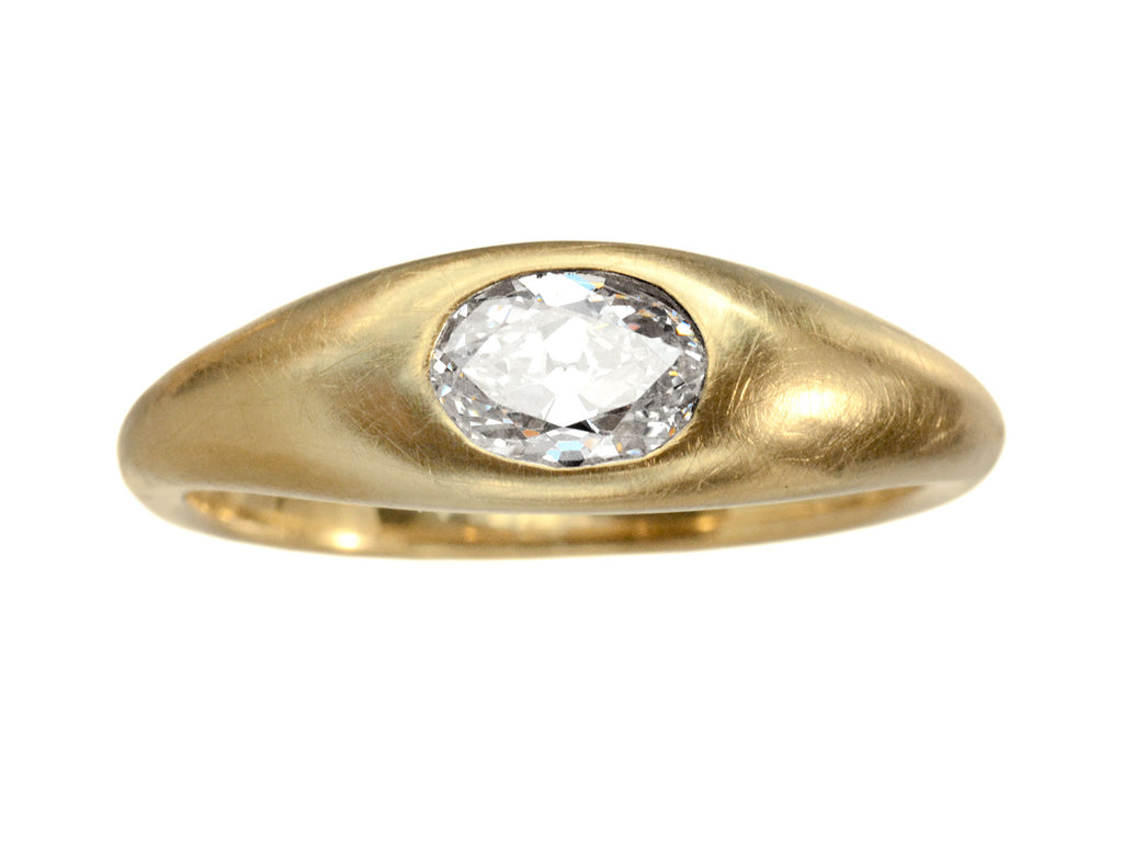 EB Modern engagement ring with a 0.49ct moval diamond flush set in 22K yellow gold (shown on white background)