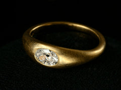 thumbnail of Elevated angled view of EB Modern engagement ring with a 0.49ct moval diamond flush set in 22K yellow gold (shown on dark background)