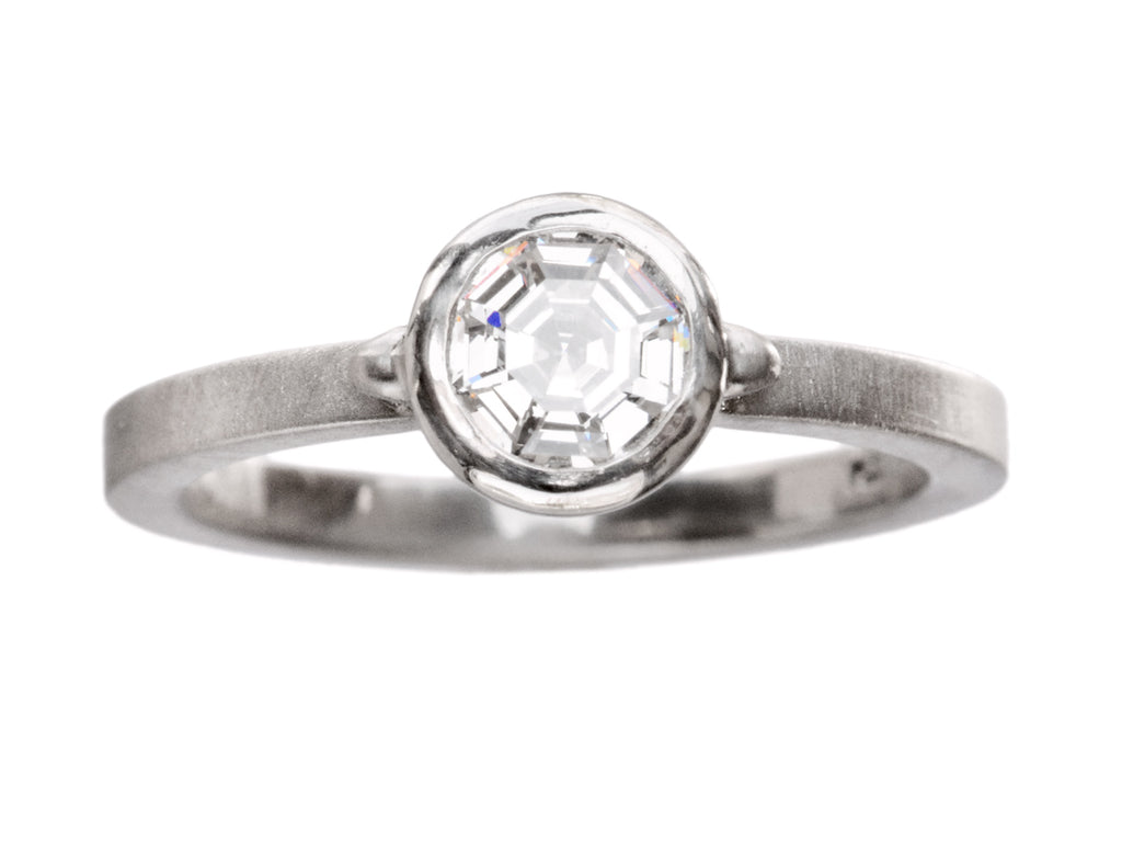 EB Round Step Cut Platinum Ring (on white background)