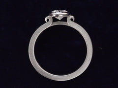 thumbnail of EB Round Step Cut Platinum Ring (profile view on dark blue background)