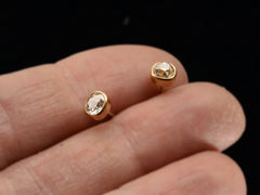 thumbnail of EB 0.93ctw Old Mine Diamond 22K Yellow Gold Studs Earrings (on hand for scale)