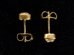 thumbnail of Side profile view of EB 0.93ctw Old Mine Diamond 22K Yellow Gold Studs Earrings (on black background)