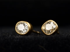 thumbnail of Front view of EB 0.93ctw Old Mine Diamond 22K Yellow Gold Studs Earrings (on black background)