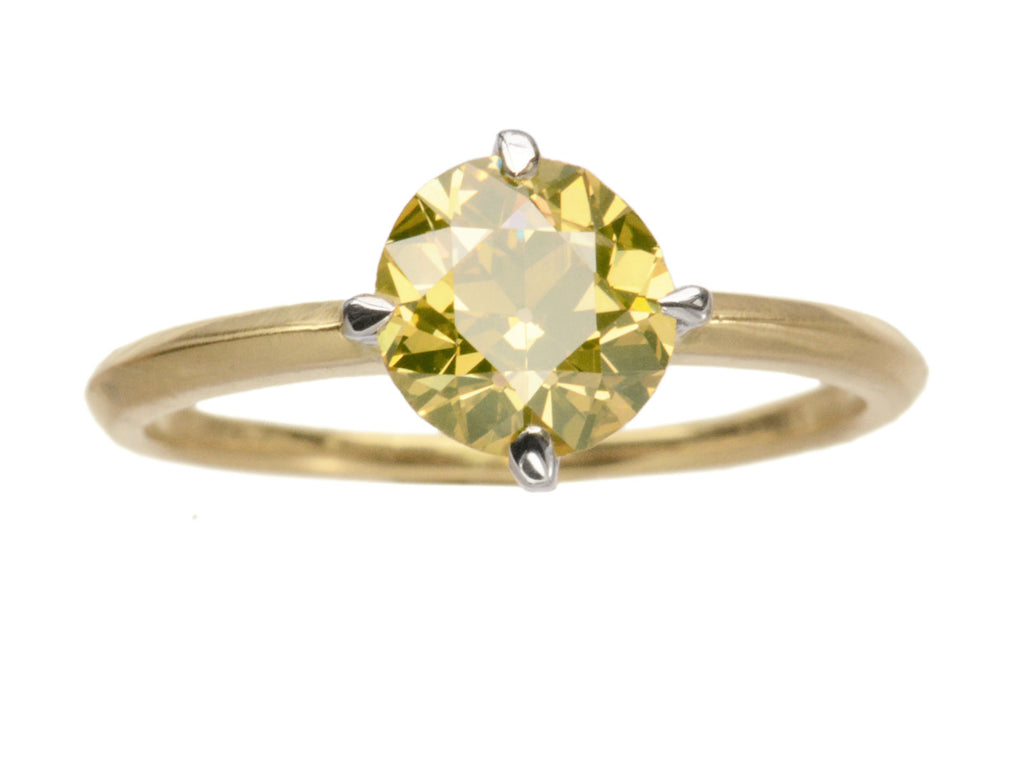 EB Modern Brownish Yellow Round Diamond Solitaire (shown on white background)