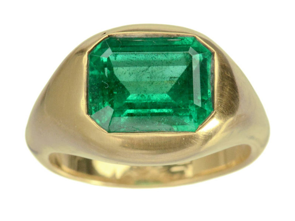 EB 3.64ct Emerald Ring in 22K Yellow Gold (on white background)