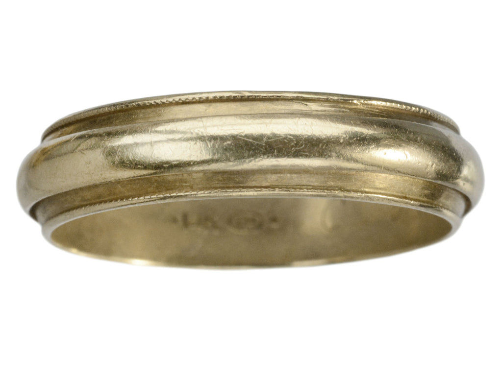 c1960 Men's Yellow Gold Wedding Band with Milgrained Edges (on white background)