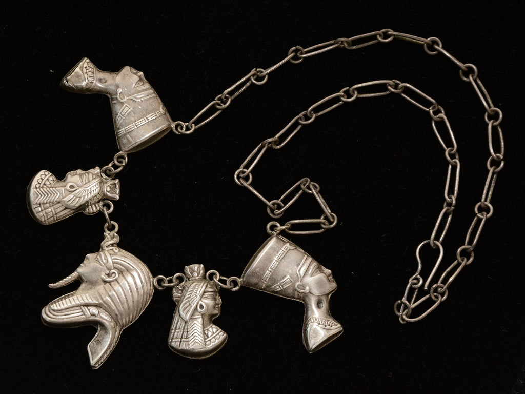 c1950 Egyptian Pharaohs & Queens Necklace (on black background)