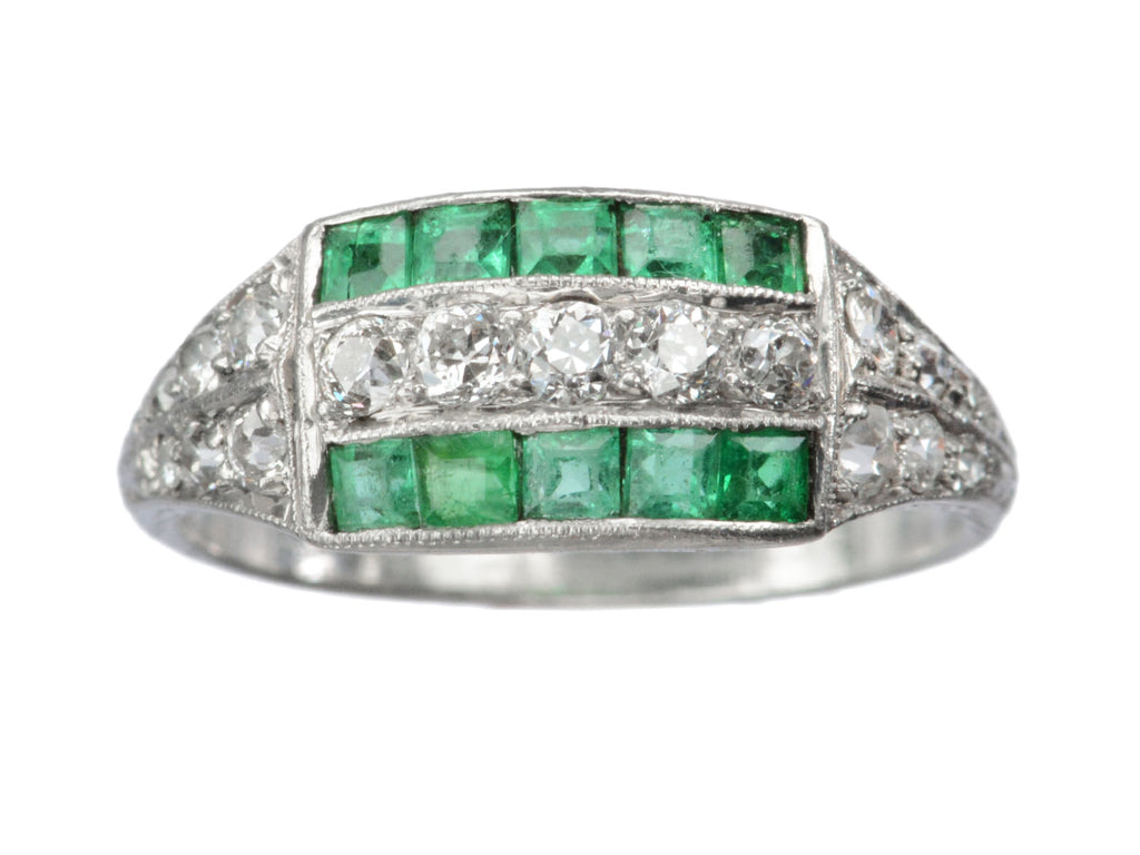 c1920 Emerald & Diamond Ring (on white background)
