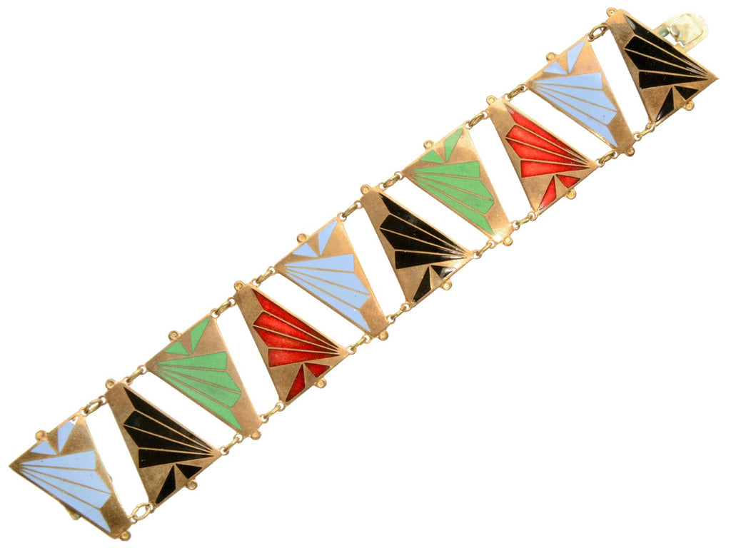 c1970 Deco Enamel Bracelet (on white background)