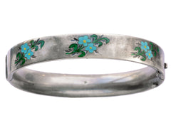 thumbnail of c1890 Victorian Silver Bracelet with Blue Enamel Forget Me Not Flowers (shown on white)