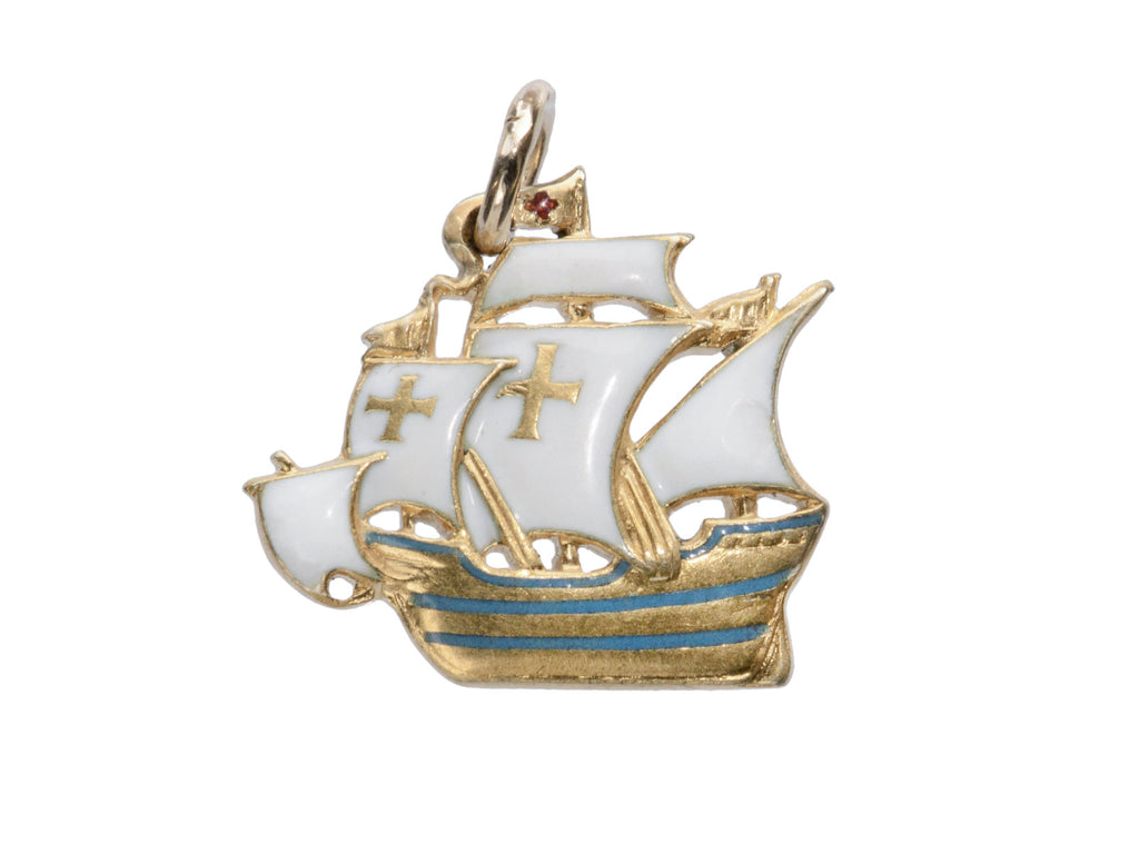 c1960 Enamel Galleon Charm (on white background)