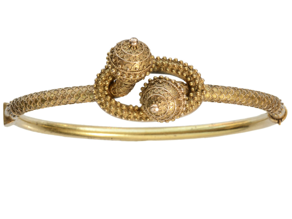 c1880 Etruscan Revival Yellow Gold Bracelet (on white background)