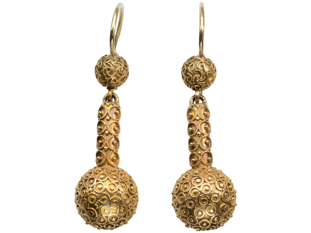 c1880 Etruscan Revival Earrings on white background)