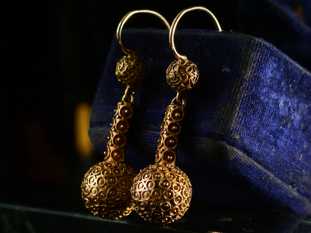 c1880 Etruscan Revival Earrings (side angle view)