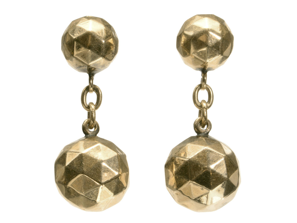 c1890 Faceted Ball Earrings (shown on white background)