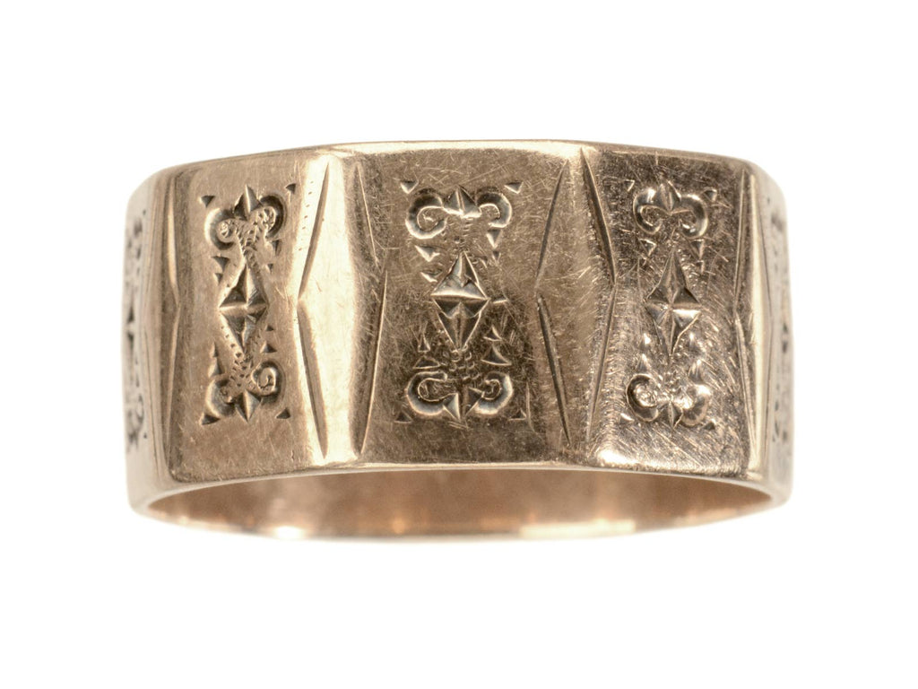 c1880 Faceted Cigar Band in Rose Gold (shown on white background)