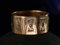 thumbnail of Front view of c1880 Faceted Cigar Band in Rose Gold (shown on black background)