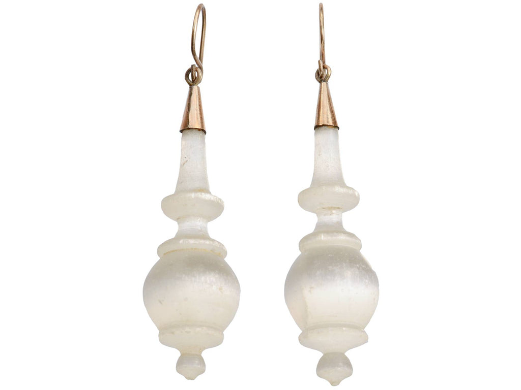 c1860 Victorian White Feldspar Earrings (on white background)