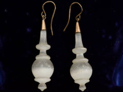 thumbnail of c1860 Victorian White Feldspar Earrings (on black background)